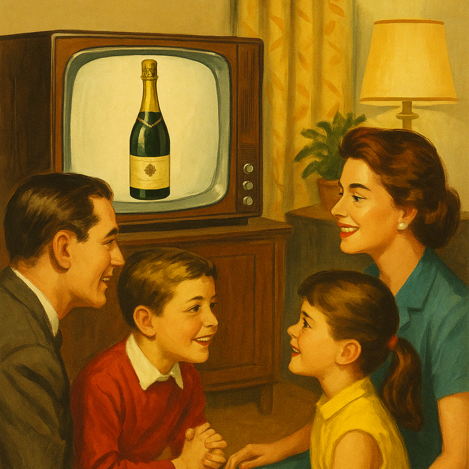 Simulación cartel de cava español años 60 siglo XX